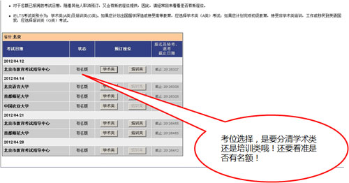 图解雅思网上报名(3)——选择考位