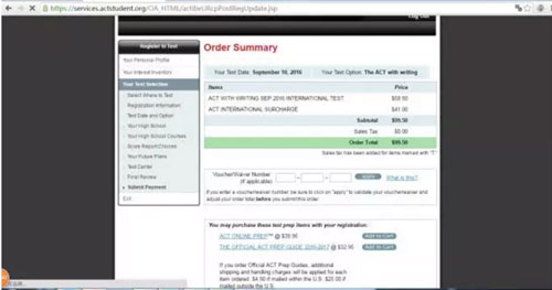 ACT考试支付流程