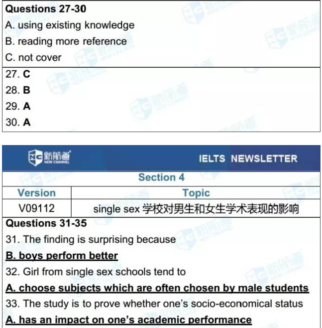 雅思考试机经