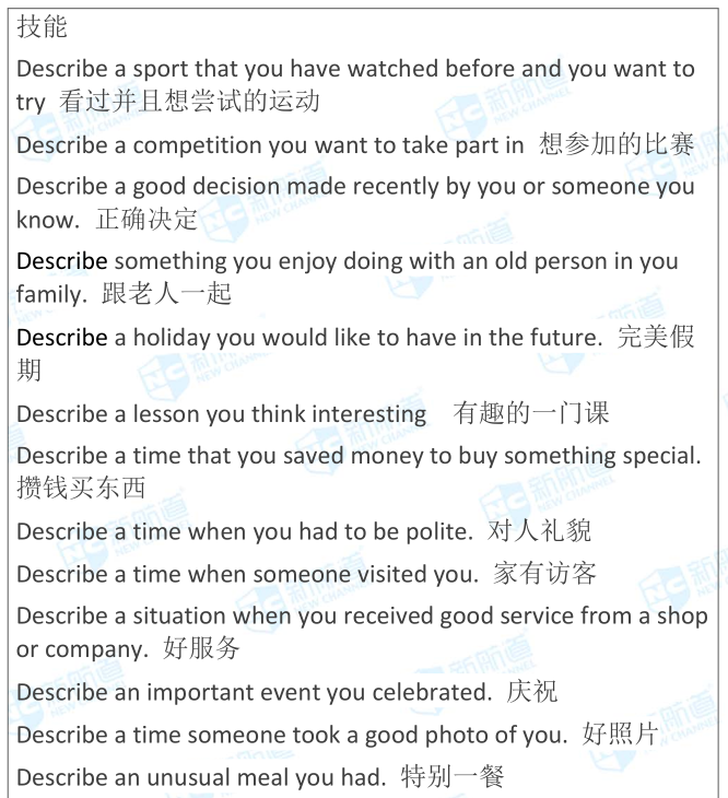雅思考试机经