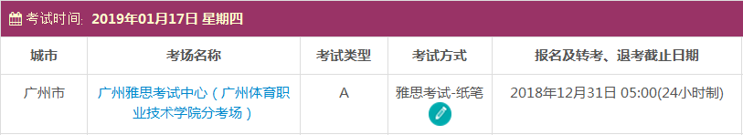 2019年1月广州雅思考试时间及考点信息