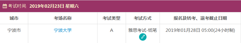 2019年2月宁波雅思考试时间及考点信息