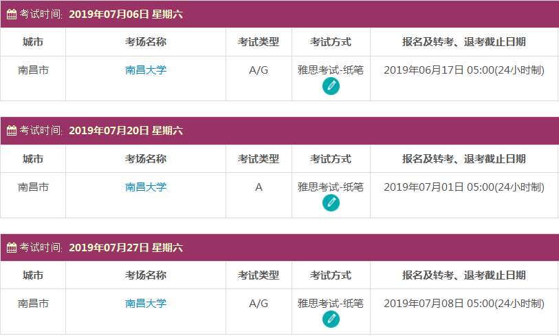 7月雅思考试时间及考点