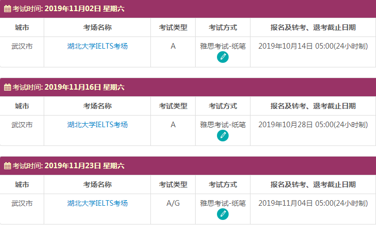武汉雅思考试时间及考点信息