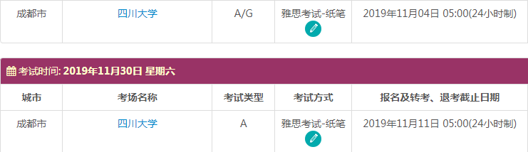 四川雅思考试时间及考点