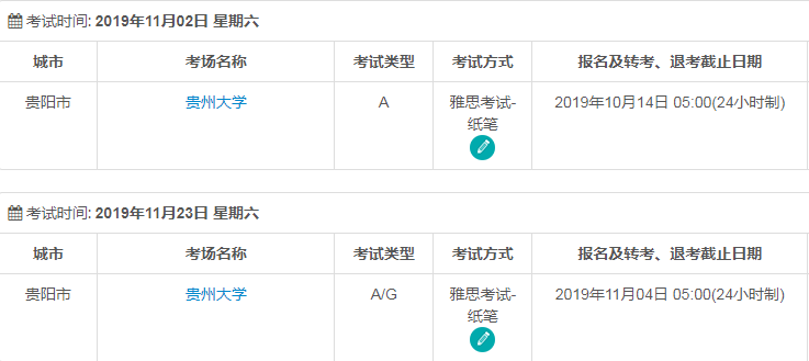 贵阳雅思考试时间及考点信息