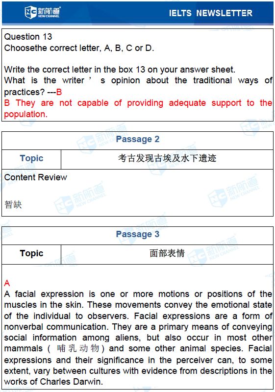 雅思考试机经