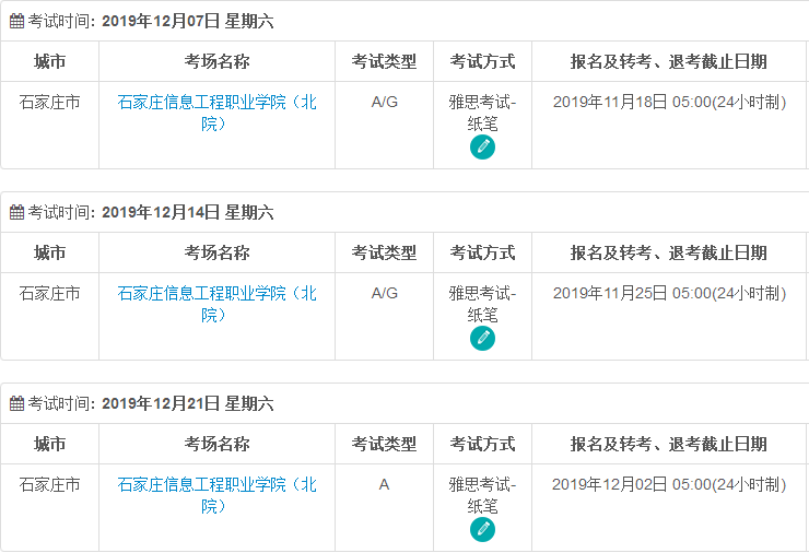 河北雅思考试时间及考点信息