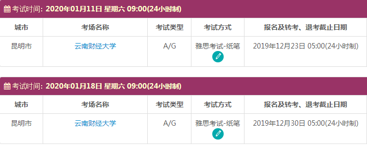 昆明雅思考试时间