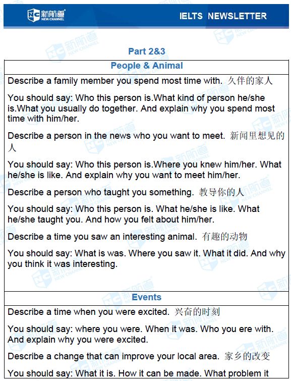 雅思考试机经