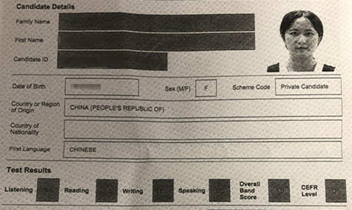 雅思高分学员成绩单