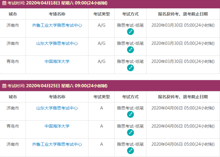4月山东雅思考试时间及考点信息