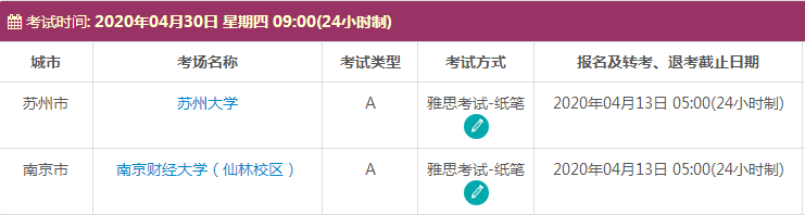 4月江苏雅思考试时间及考点信息