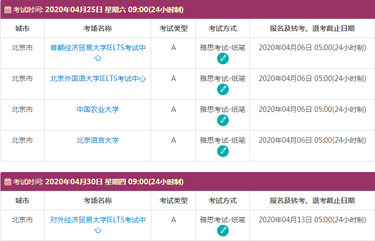 4月北京雅思雅思考试时间及考点信息