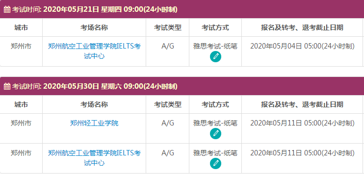 5月郑州雅思考试及考点信息