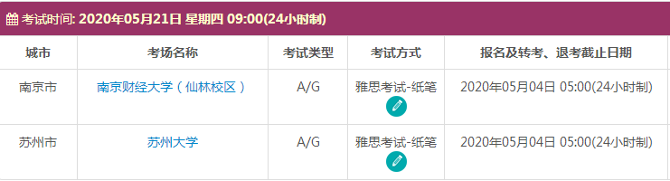 5月江苏雅思考试时间及考点信息