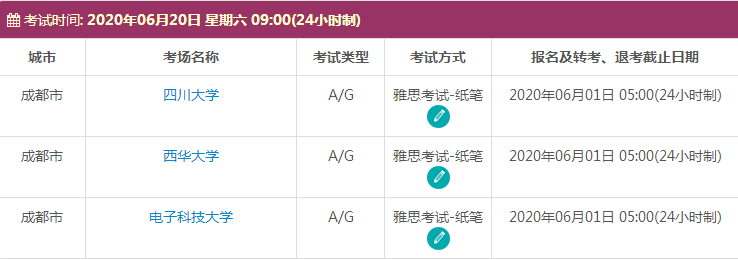 6月四川雅思考试时间及考点信息