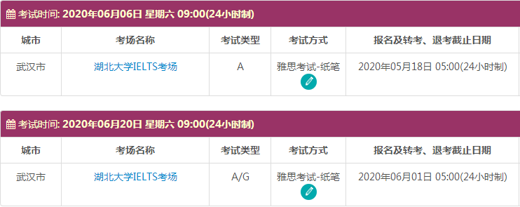 6月武汉雅思考试时间及考点信息