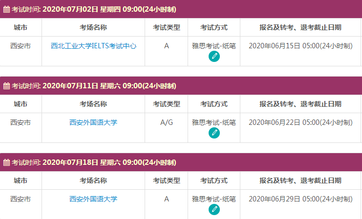 7月陕西雅思考试时间及考点信息