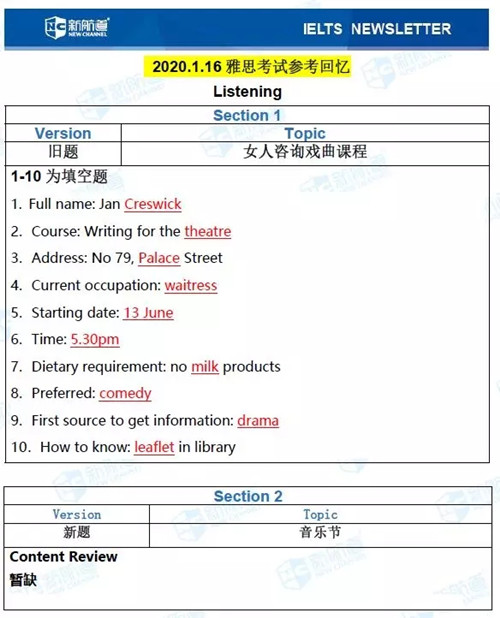 1.16雅思听力考试真题