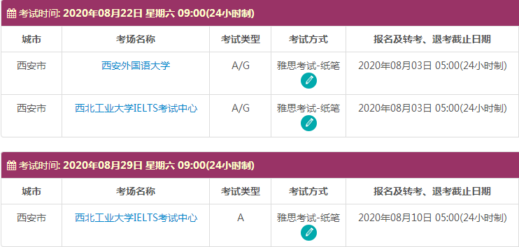 8月西安雅思考试时间及考点信息