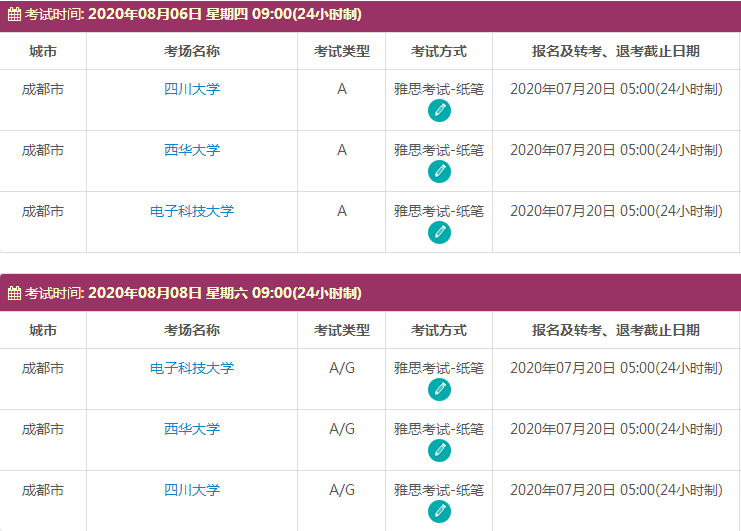 8月四川雅思考试时间及考点信息