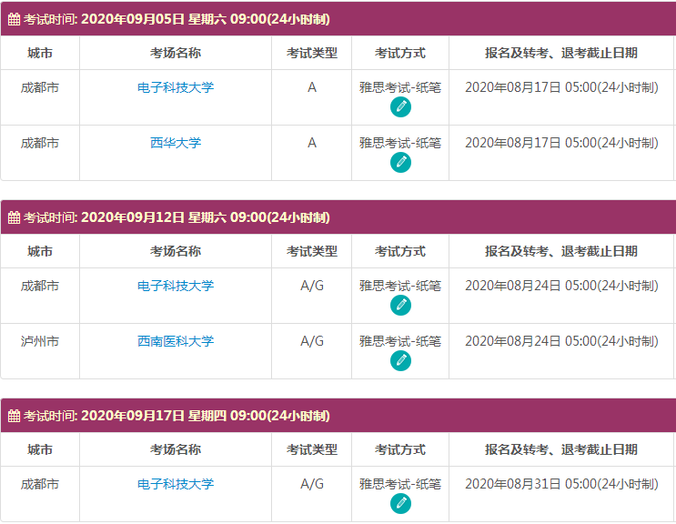 9月四川雅思考试时间及考点信息
