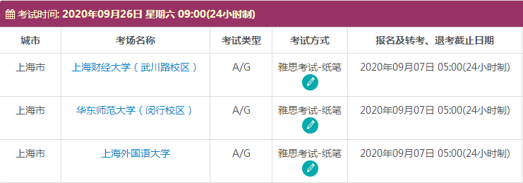 9月上海雅思考试时间及考点信息