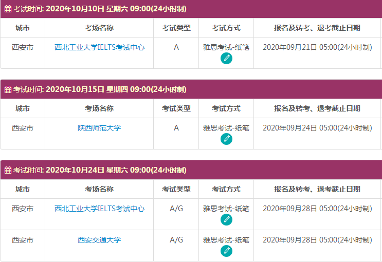 10月西安雅思考试时间及考点信息