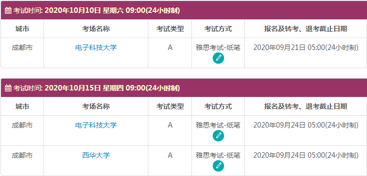 10月四川雅思考试时间及考点信息