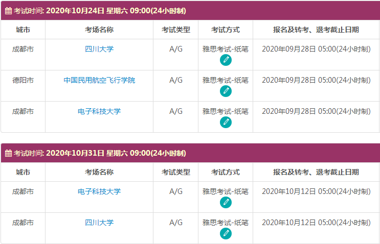 10月四川雅思考试时间及考点信息