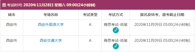 11月西安雅思考试时间及考点信息