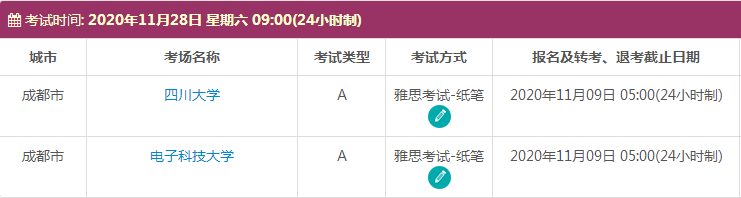 11月四川雅思考试时间及考点信息