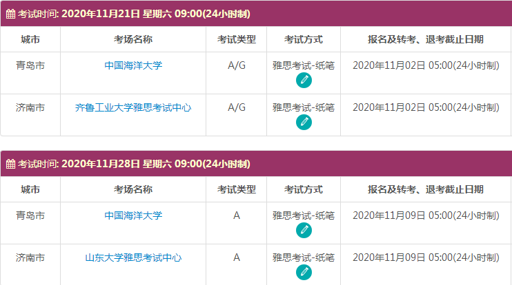 11月山东雅思考试时间及考点信息