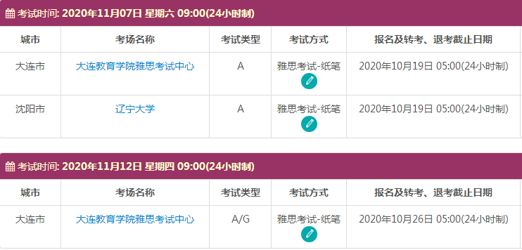 11月辽宁雅思考试时间及考点信息
