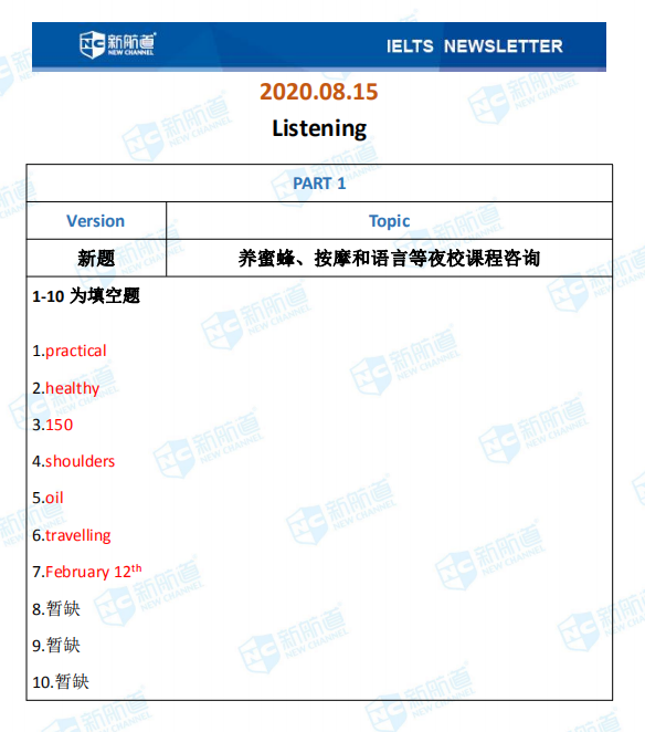 8.15雅思考试机经